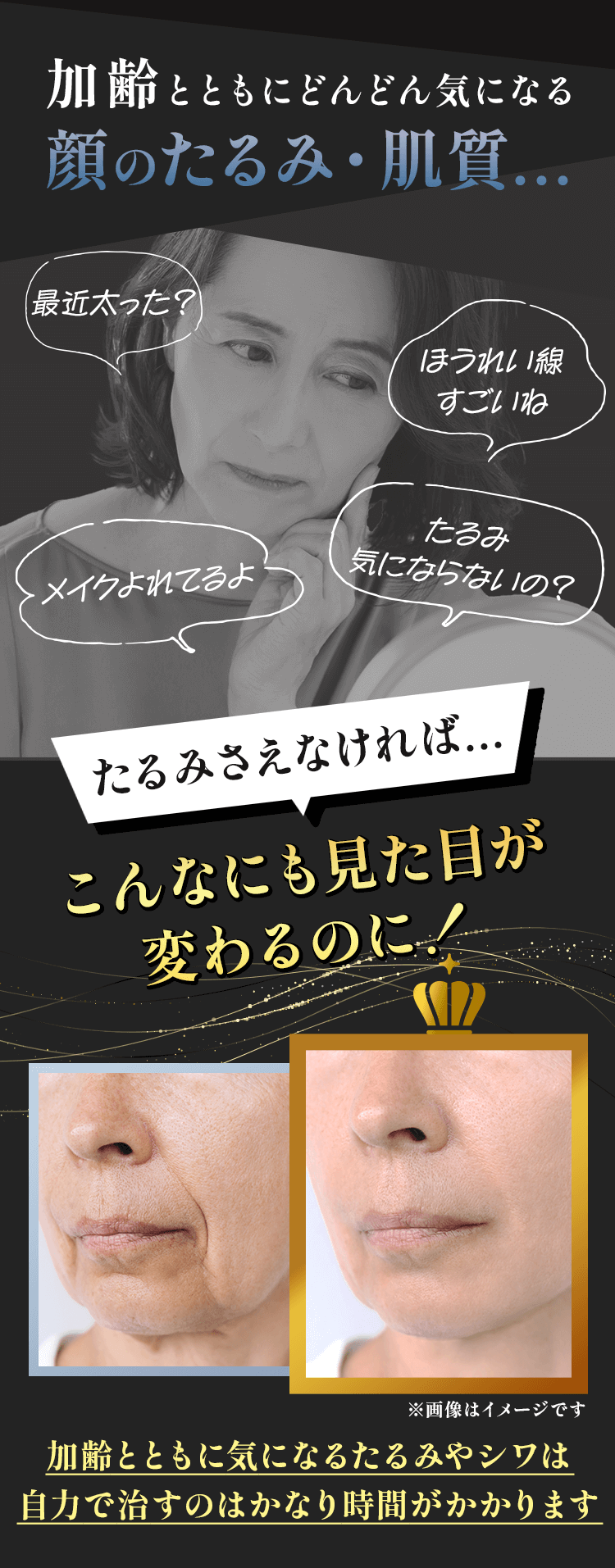 加齢とともにどんどん気になる顔のたるみ・肌質...
