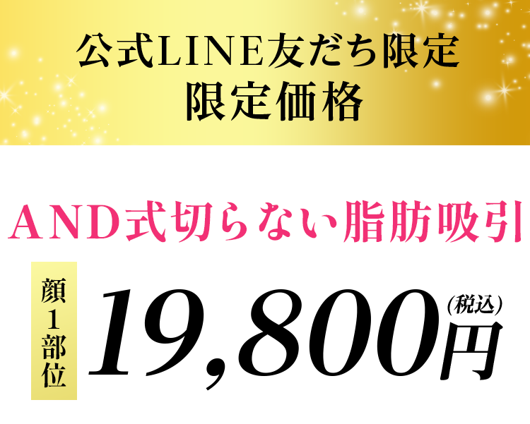 公式LINE友だち限定 限定価格 AND式切らない脂肪吸引19,800円